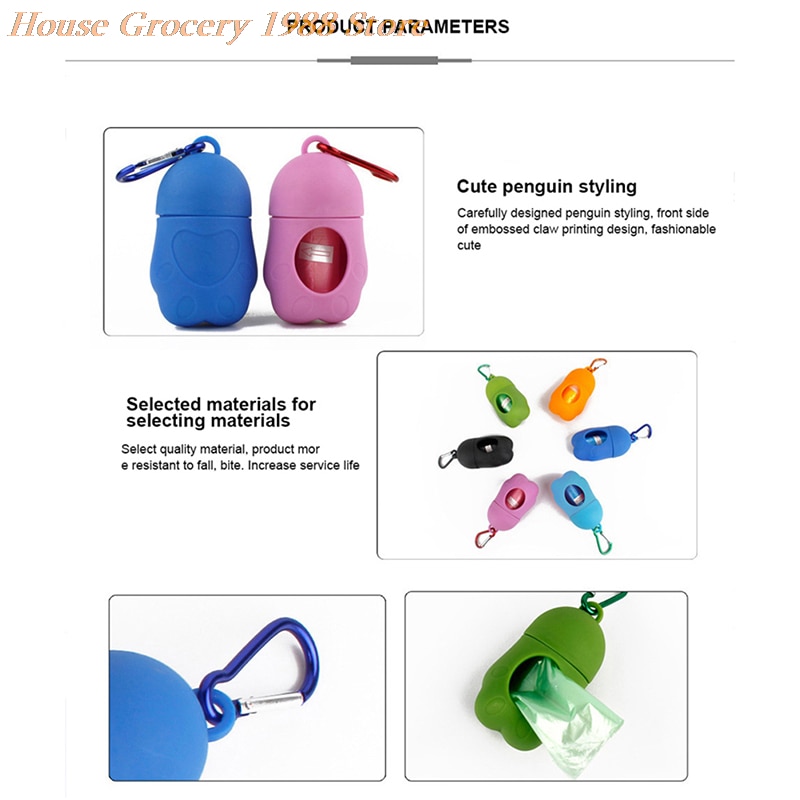 Pet Waste Bag Dispenser For Dog Waste Bag Holder Plastic Garbage Bag Dispenser Carrier Case Dog Pet 15 Roll Waste Poop Bags