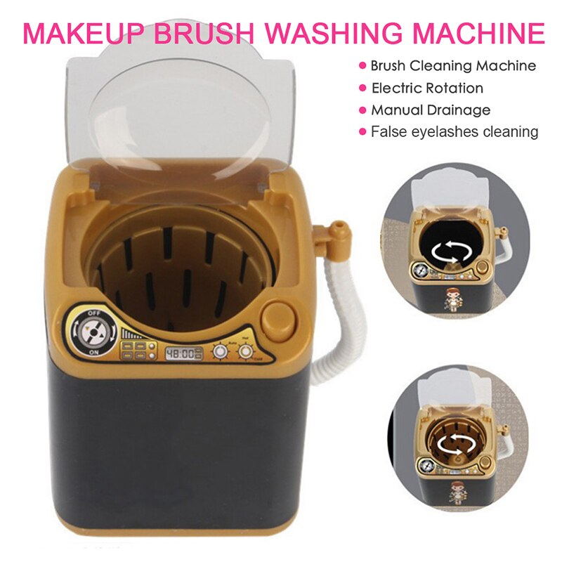 Mini Size Electric Washing Machine Toy Makeup Brushes Cleaning Dehydration Spin Dryer Have Washing And Drying Function