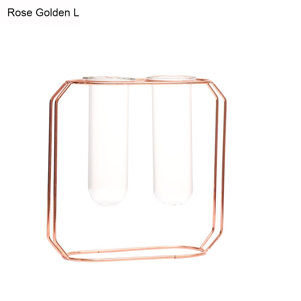 Nordisk metalstand reagensglas vase plante blomsterpotte hydroponisk planter hjem indretning: Rose guld l
