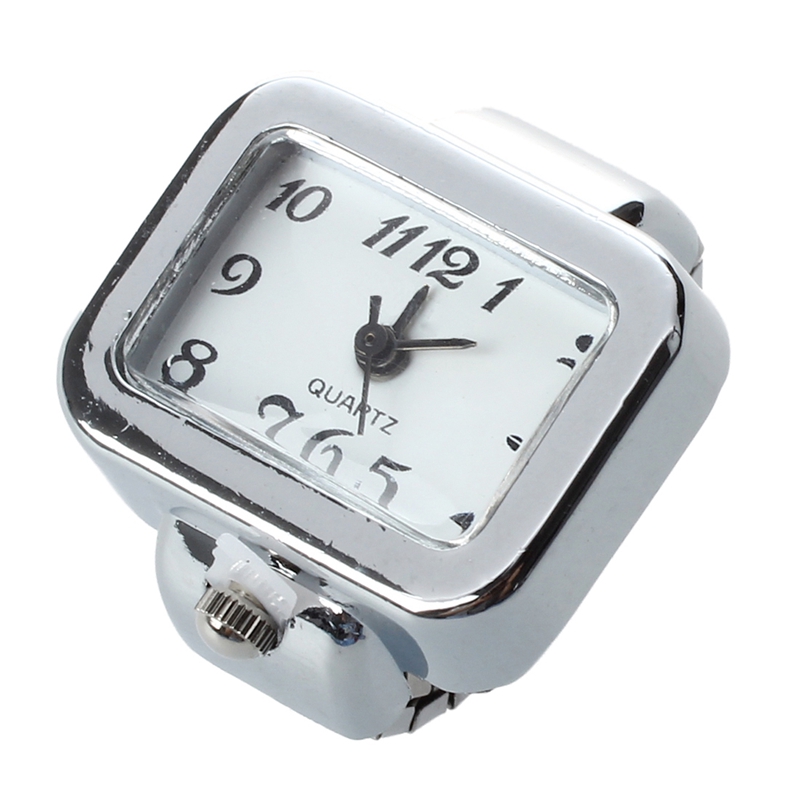 Ycys-Quartz Horloge Ring Horloge Digit Dial Arabisch Rechthoek Wit Unisex Sieraden