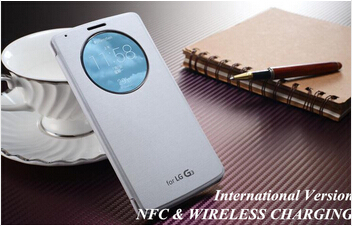 Para LG G3 Quick Circle Case funda de lujo con tapa trasera con función de carga inalámbrica NFC y Qi: international white
