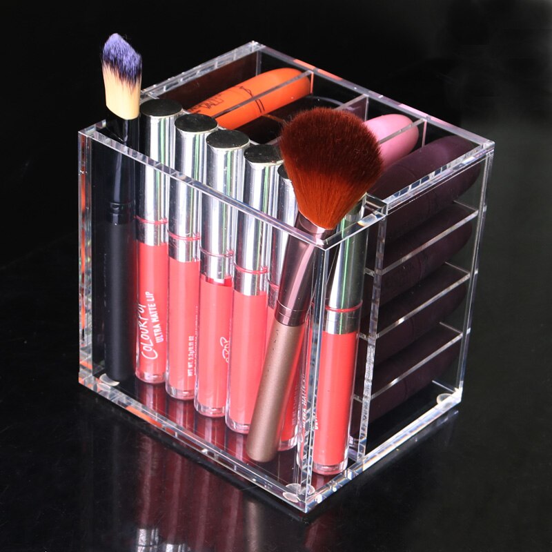 Akryl läppstift display hylla 17 fack klar läpp gross förvaring makeup organizer läppstift hållare rack lip gross förvaringshylla