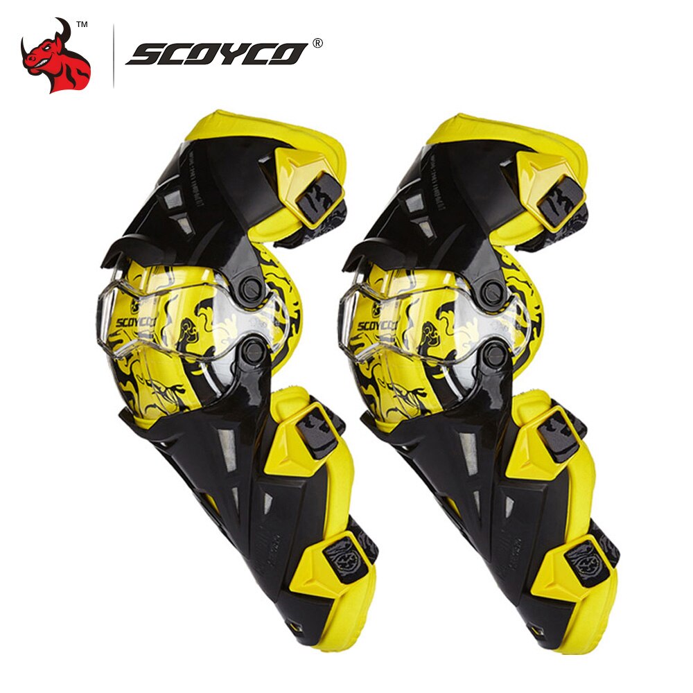SCOYCO-genouillères de protection pour Moto, équipement de protection pour Motocross, vtt, équipement de protection pour Ski: K12 yellow