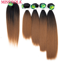 Miss Rola Synthetisch Steil Haar Inslag Ombre Gekleurd Haar 8-14 inch 4 + 1 stks/Pack 200g T1B/30 Weven Bundels Met Gratis Sluiting