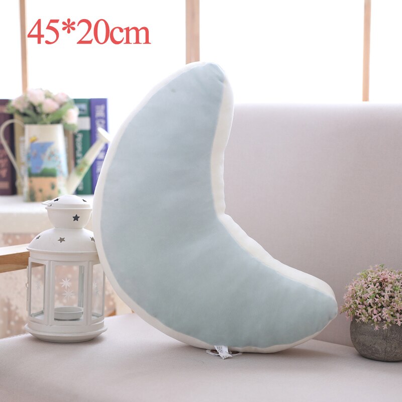 1 pc ins fargerik plysj lucky cloud raibow moon star puter dun bomull fylt dekor plysj pute pute for sofa stol: Grønn måne