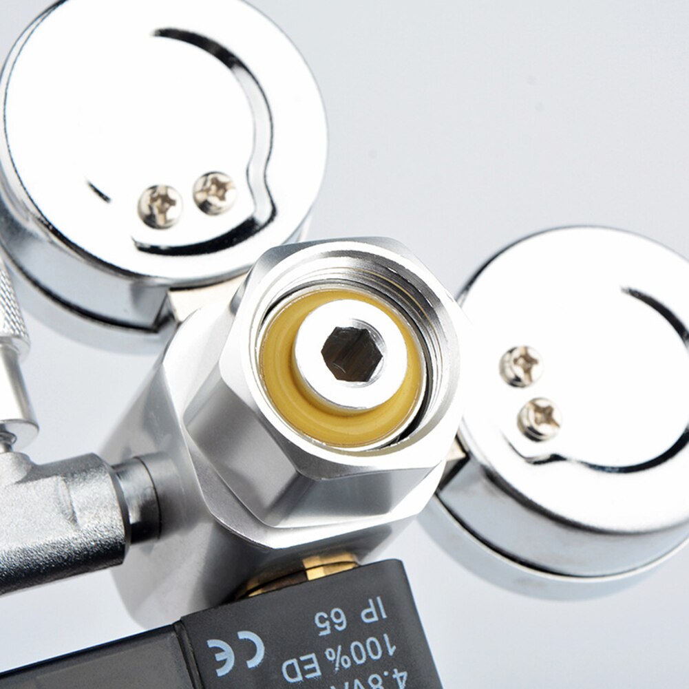 Fish Tank CO2 Regulator Dual Gauge with Solenoid Bubble Counter W21.8 EU Plug for Household Water Part Accessories