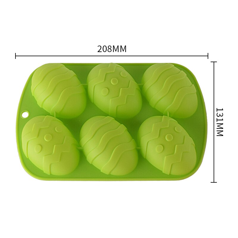 6-Cavity Paasei Vorm Siliconen Bakvorm 3D Cakevorm Muffin Chocolade Cookie Bakvorm Dessert Mold Voor gebak Truffel: green