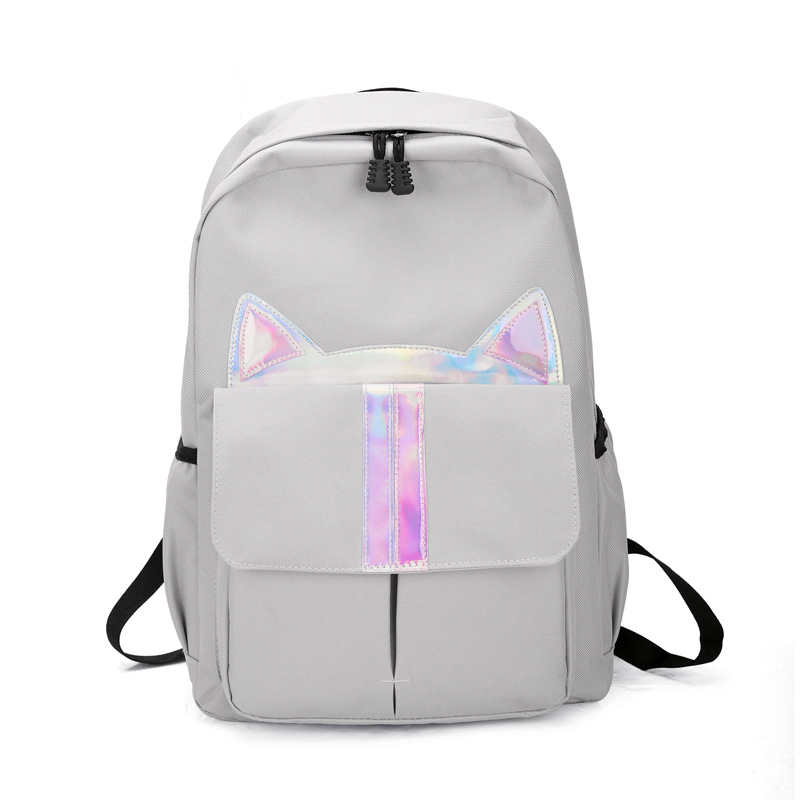 Sacs d'école d'adolescent pour des filles avec des chats sac à dos sac d'école femmes sacs d'école étudiant adolescent coloré dessin animé cartable grand: Gris