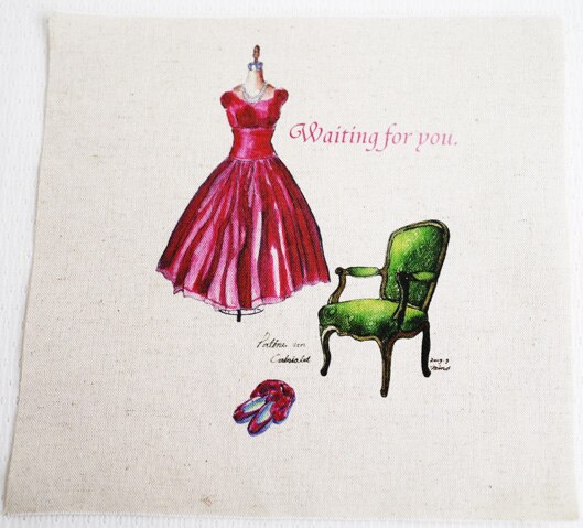 Tela de algodón y lino impresa a mano pintura decorativa pintada a mano alfombra de comedor cubierta de cuaderno-esperando por ti