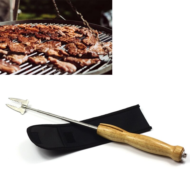 Uitschuifbare Barbecue Naalden Marshmallow Roosteren Sticks Met Houten Handvat Telescopische Spiesjes Voor Kampvuur Firepit LX9C