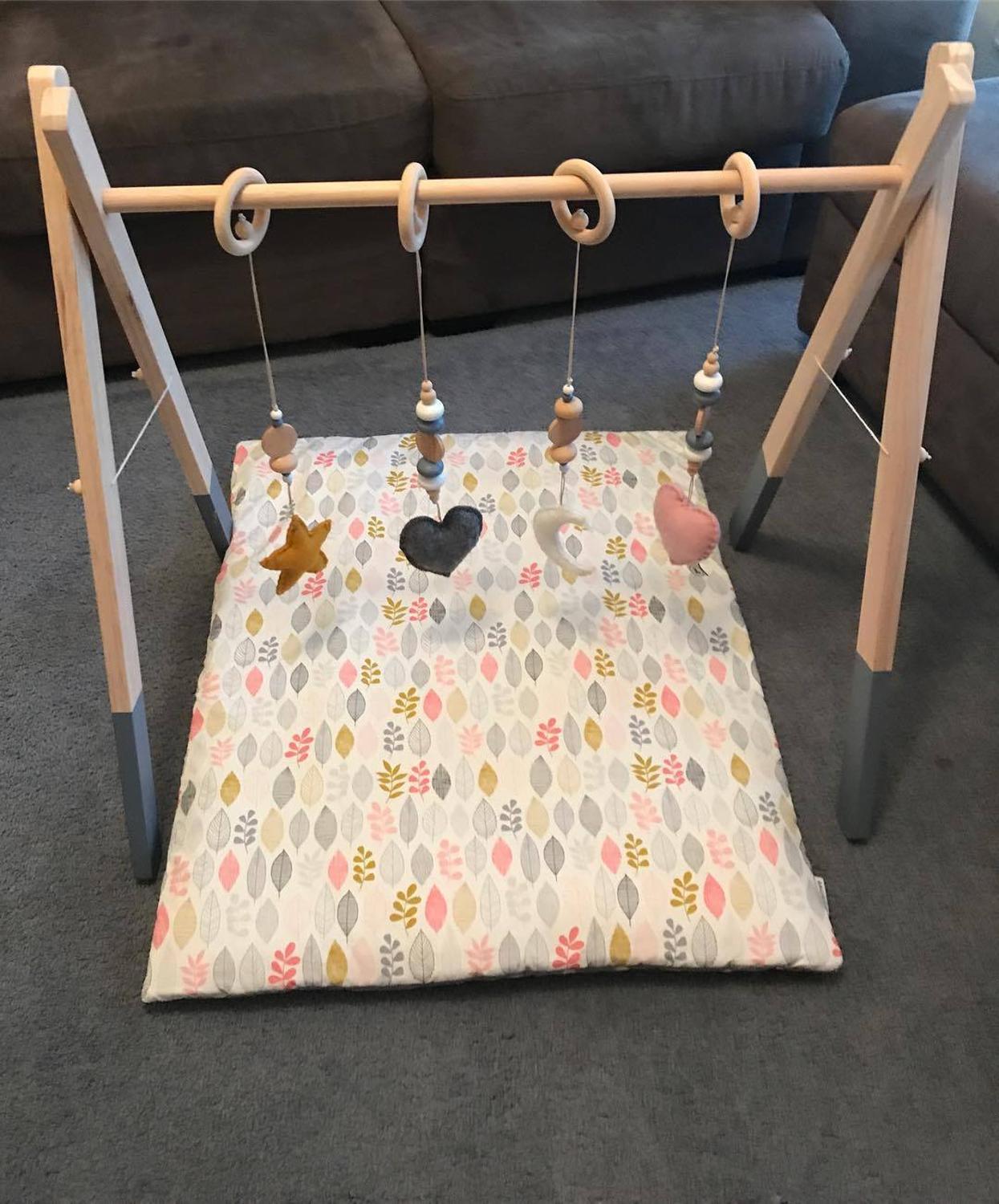 Nordic Baby Gym Spelen Kwekerij Zintuiglijke Ring-Pull Bijtring Speelgoed Baby Rammelaar Speelgoed Voor 0-12 Maanden Houten kralen Hanger Speelgoed Room Decor