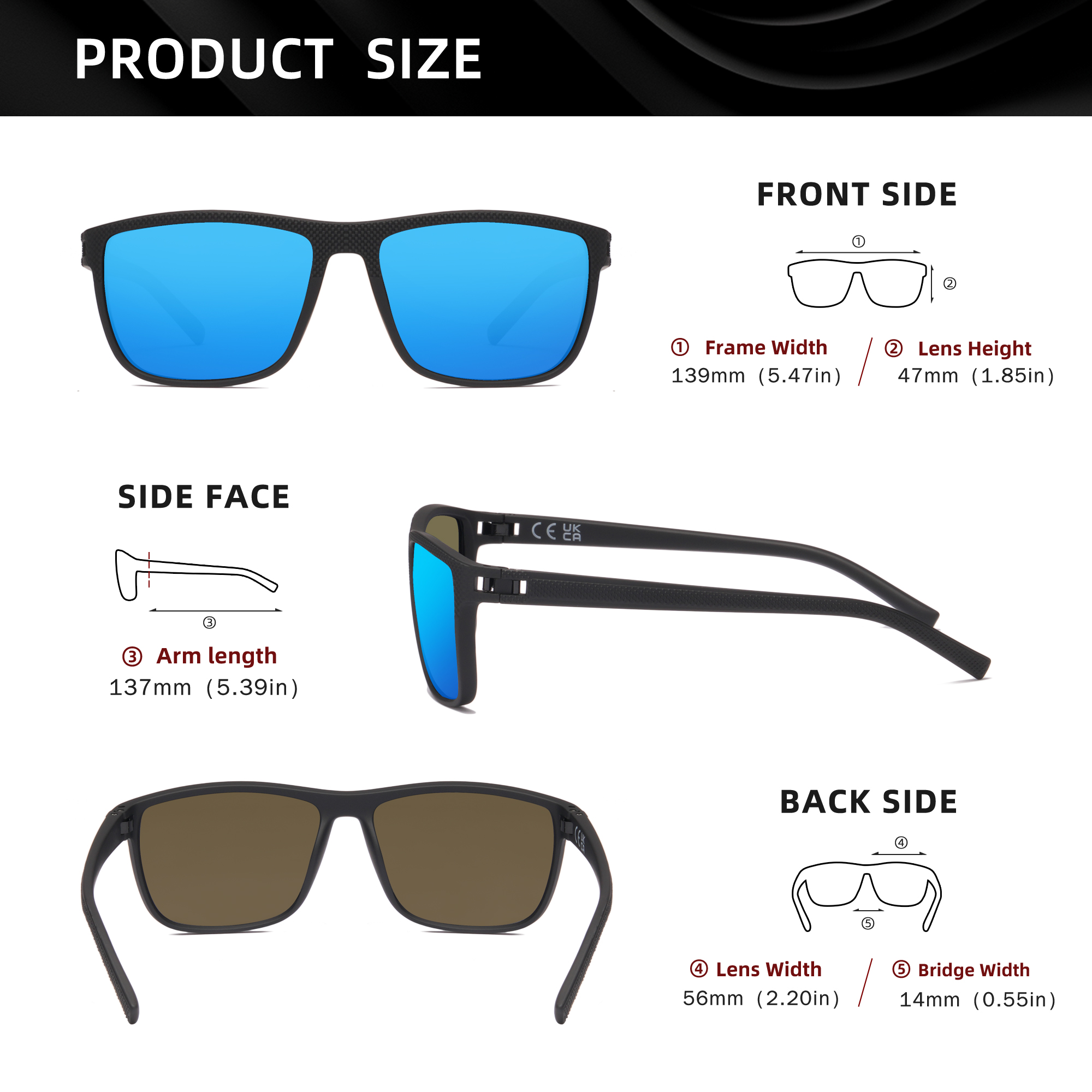 KINGSEVEN Gafas de sol polarizadas Anti-UV400 para hombre, gafas cuadradas de para conducir, gafas para mujer UV400