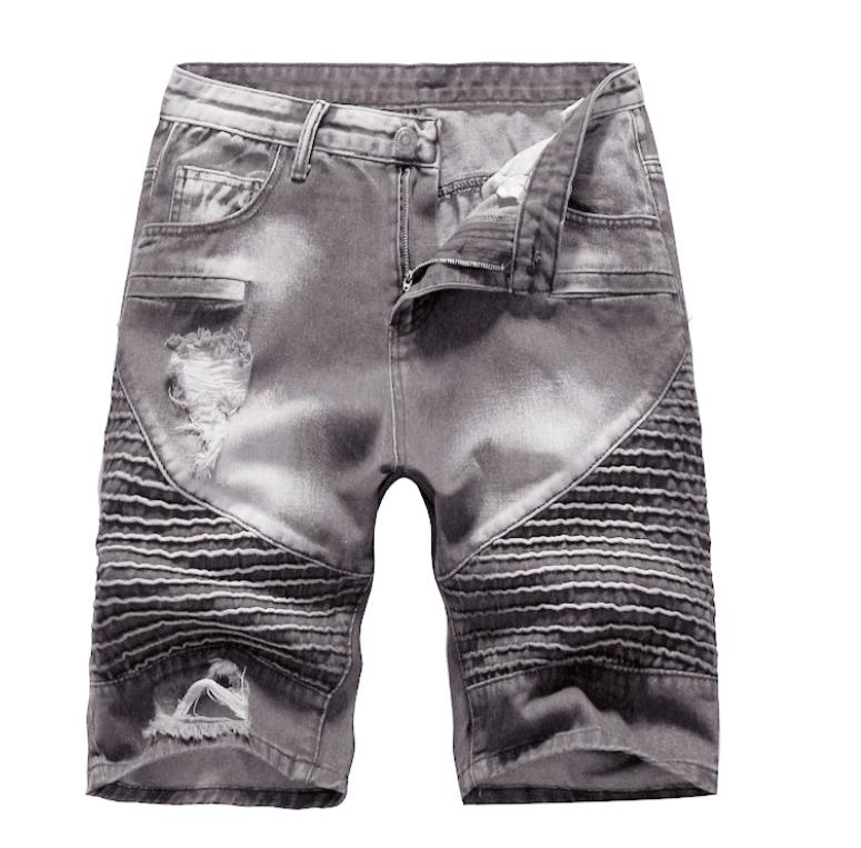 Hommes shorts été denim shorts décontracté és hommes jean bermuda planche à roulettes harem hommes survêtement genou longueur: gray / M