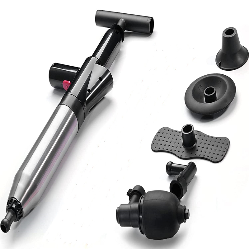 Sewer Dredge Toilet Plungers Drain Pipe Dredge Toilet High Pressure Air Drain Blaster Cleaner Powerful Manual Cleaning Clogs D: black