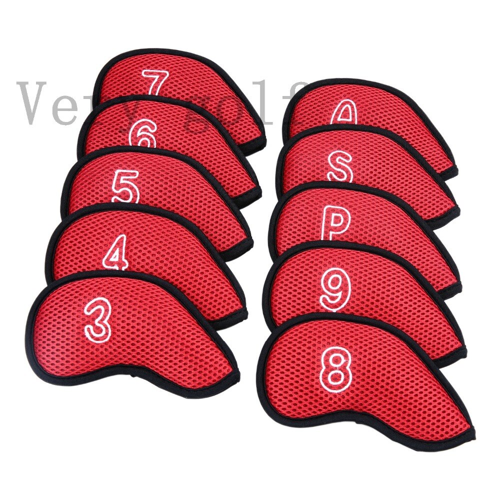 1 Set/10 Stuks Golf Club Iron Head Covers Headcover Meshy Iron Cover Vijf Kleuren Voor Kiezen