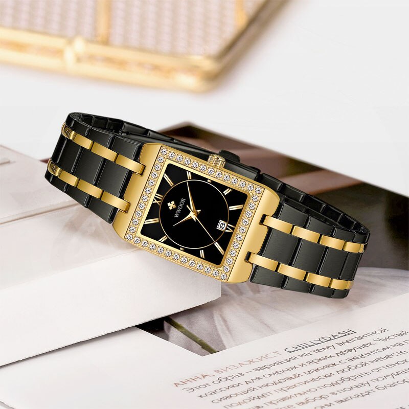 WWOOR Reloj Neue Damen Diamant Uhr oben Luxus Platz Armbanduhr Einfache Frauen Kleid Kleine Uhr Relogio feminino