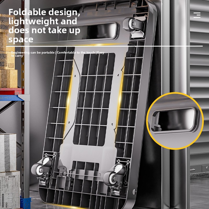 Sammenleggbar håndkjerre, bagasjevogn, flyttevogn for husholdning, lastebil med flatbed, teleskopisk trekkstang, stille universalhjul