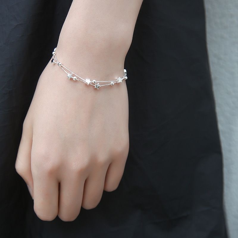 Fine 925 sterling silver Chain stars Bracelets for women Charms party Wedding Jewelry