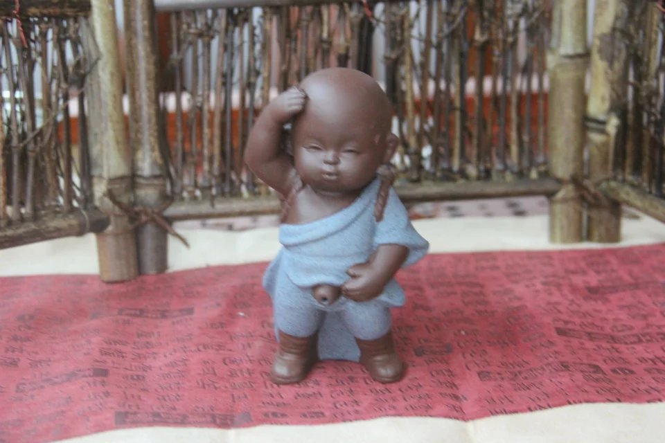 Chinese tea pet little monk Purple sand Tea pet Tea accessories blue