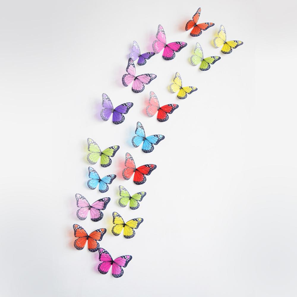 18 pcs/lot 3d effet cristal papillons autocollant mural beau papillon pour enfants chambre stickers muraux décoration de la mais