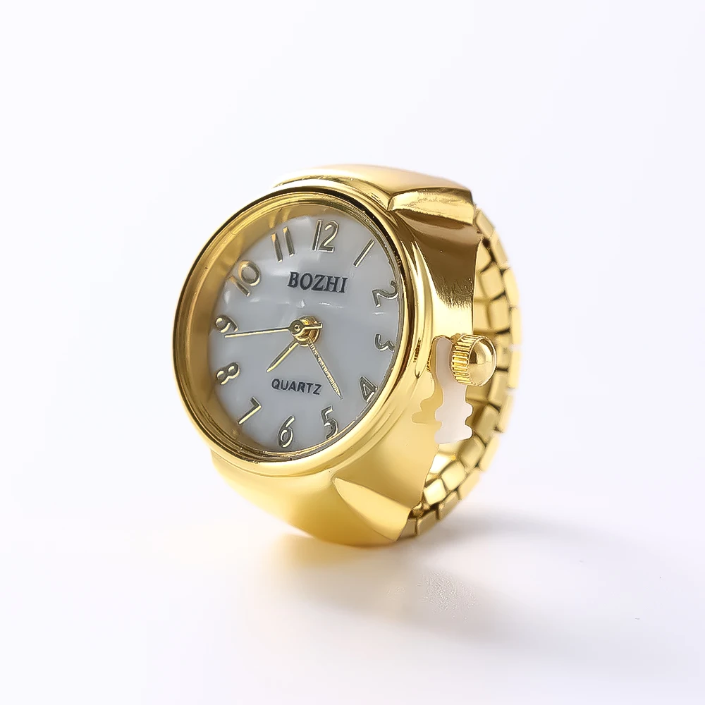 Anillo de reloj colorido para hombre y mujer, puntero Retro plateado, reloj de cuarzo, anillos para dedo, correa de aleación Punk, relojes, accesorios de joyería