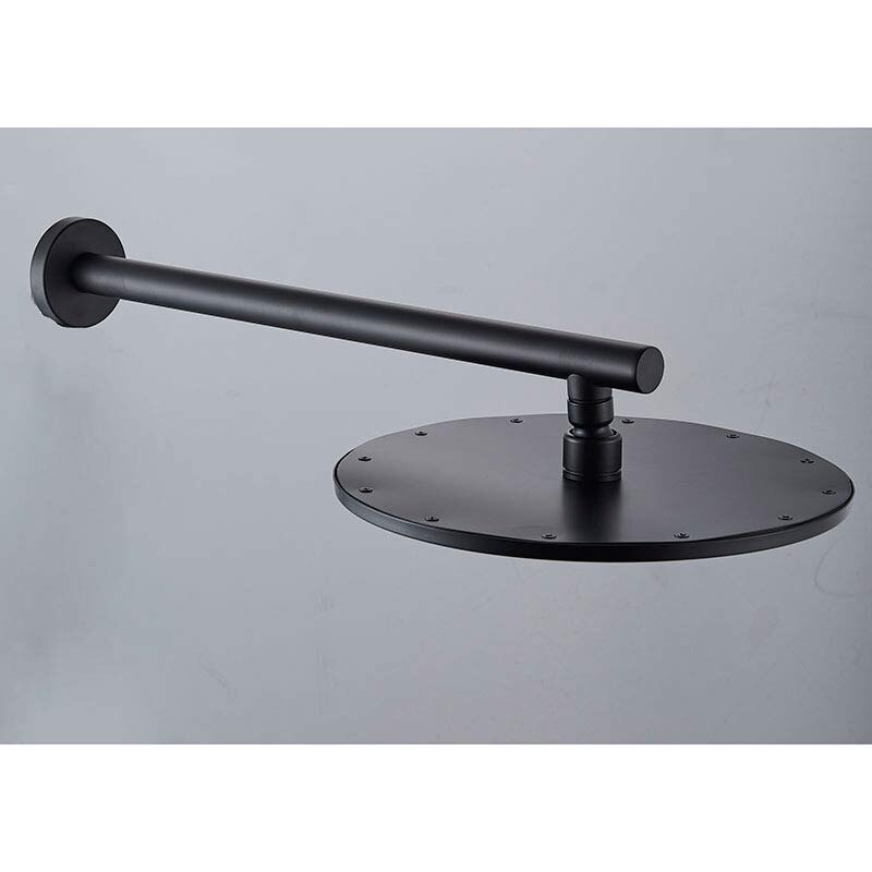 Senlesen-Cabezal de ducha de latón montado en la pared, brazo de ducha de lluvia de agua y fría, color negro, 12 pulgadas, 37 cm
