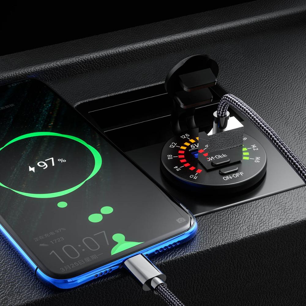 12V Schnell Ladung 3,0 USB 18W Typ C PD Auto Ladegerät Wasserdichte Steckdose Schnelle Ladung mit LED Voltmeter an aus Schalter