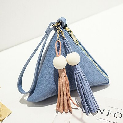 Driehoek Kwastje Mini vrouwen Tas Vrouwelijke Clutch Purse Handtas Polsbandjes Strap Kleine Totes PU Schoudertas Casual Telefoon pakket: blue