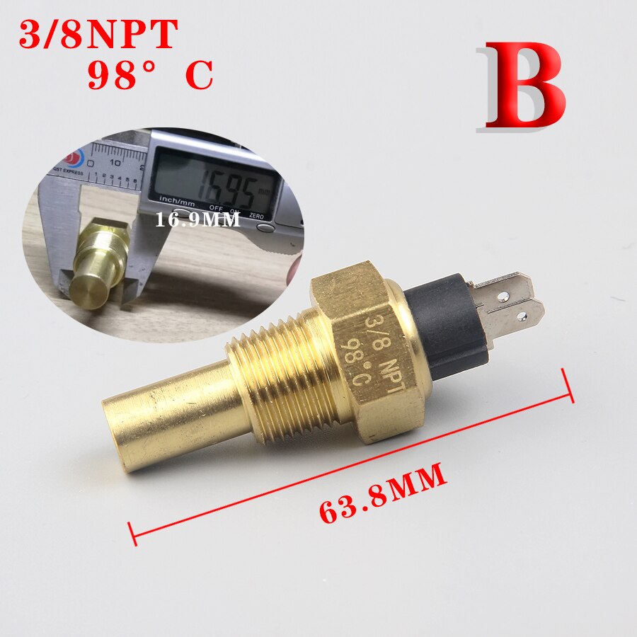 M16 X1.5 M14 X1.5 Auto Engine Water Temperature Sensor 3/8NPT 1/2NPT Car Water Temp Gauges Electric Diesel Generator Sensor: 3--8 NPT 17MM