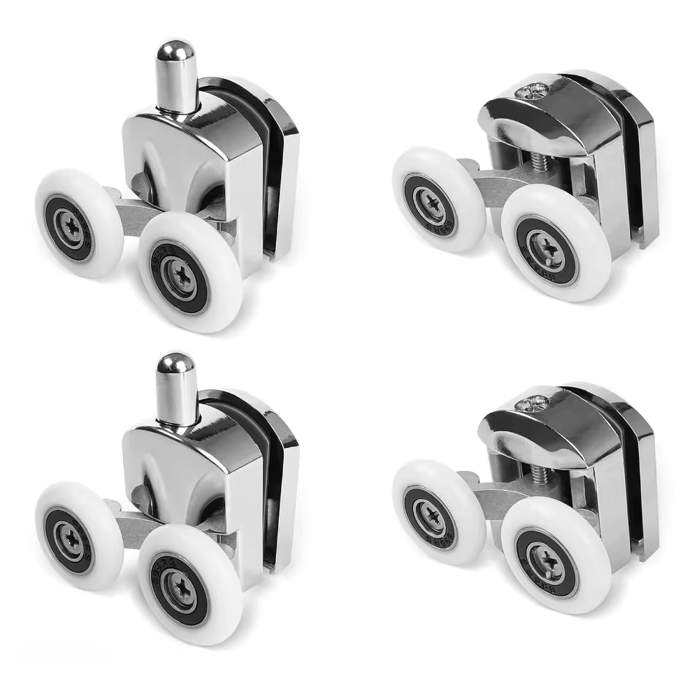 Shower Door Rollers 23mm Zinc Alloy Shower Door Wheels Curved Shower Rollers with Anti-Collision Block Bathroom Door Accessories: GRAY