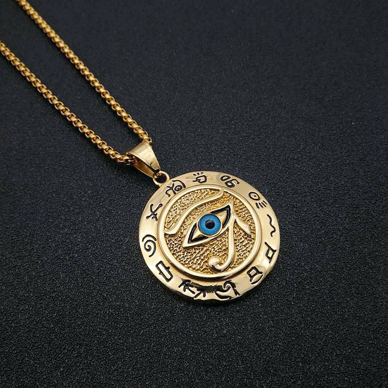 Oude Egypte Het Oog Van Horus Hanger Kettingen Voor Vrouwen En Mannen Gouden Kleur Rvs Ronde Sieraden