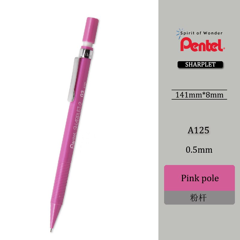 5 pezzi Pentel Sharplet-2 A125-P Matita Meccanica menurut pensil bergerak 0.5 millimetri Giappone Nero/Blu/Verde/Luce blu/colore Rosa di colore: rosa 5pezzi