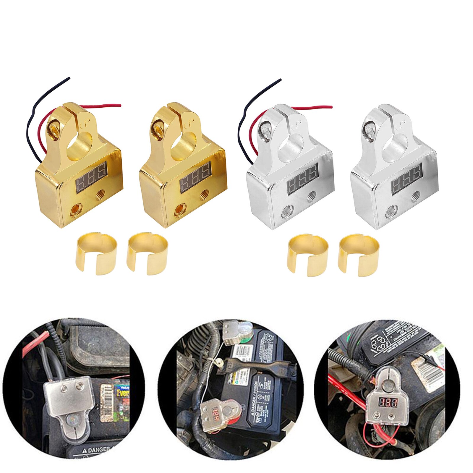 1 Paar 0/4/8 Of Batterij Terminals Met Shims Positieve En Negatieve (+/-) 2/4/8/Awg Voor Auto Boot Rv Voertuigen