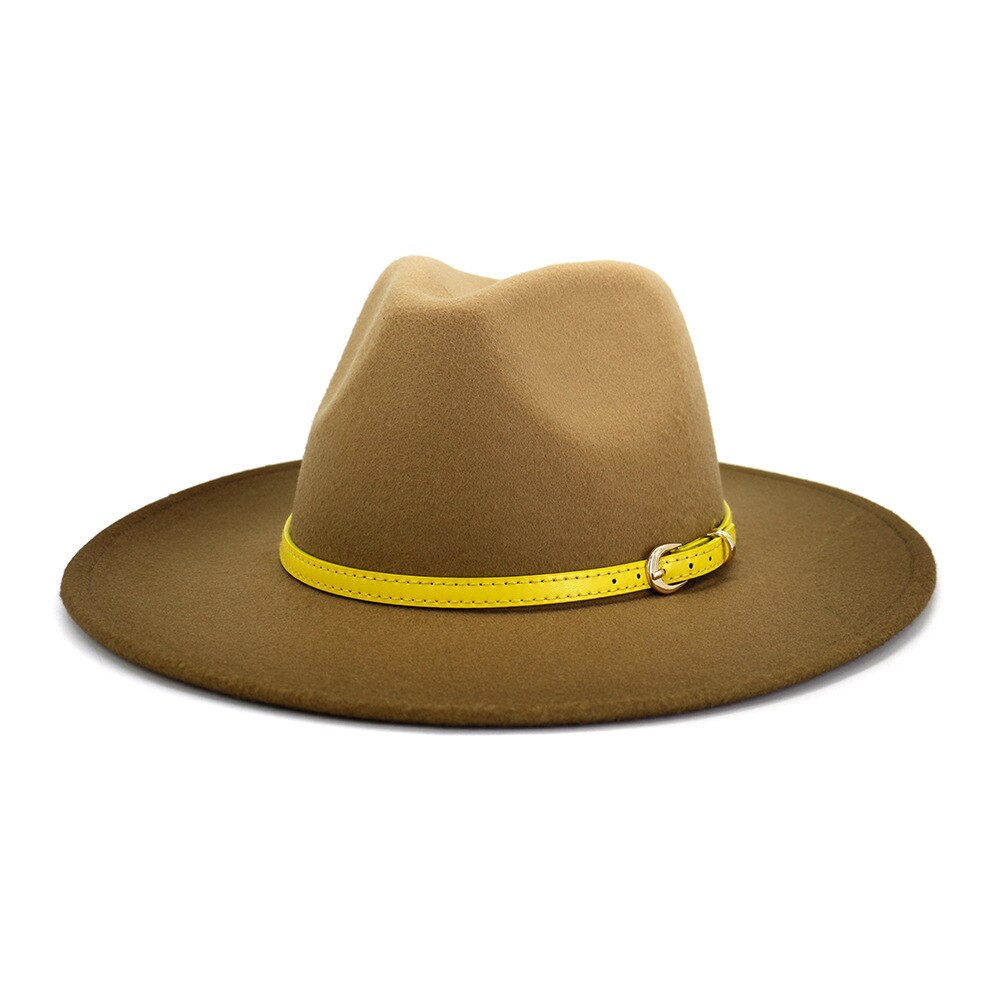 Mænd bowlerhatte kvinder enkel uldhat jazzhatte britisk stil hat hat efterår vinter stor langs flerfarvet hat: 02