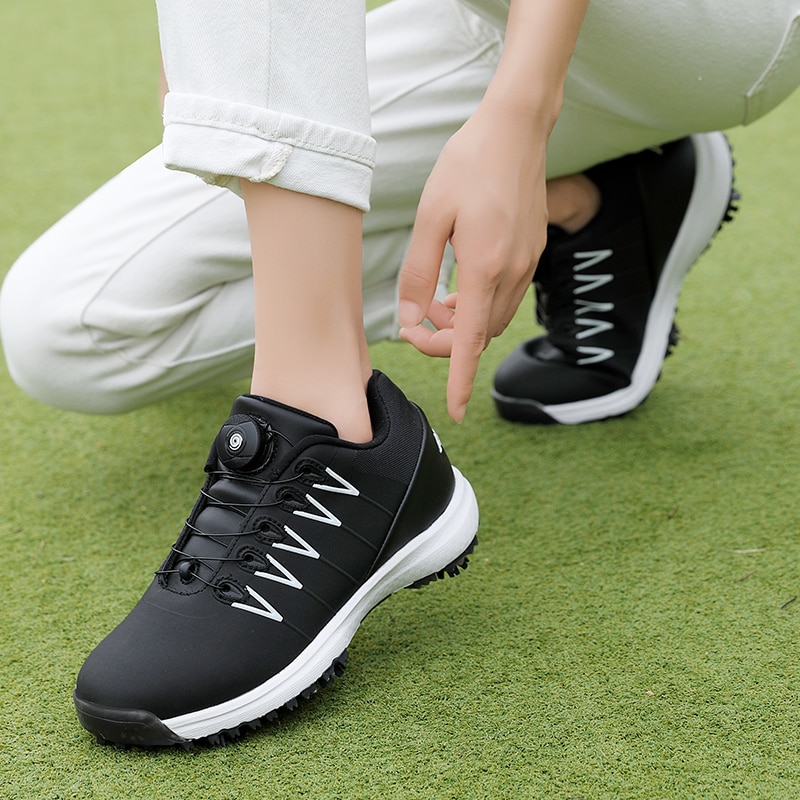 Original golf herrskor snabb snörning läder sportskor anti slip herr golf sneakers märke f sko gym sneakers big boy