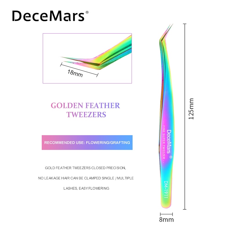 DeceMars DM-1911 Volumen Peitsche verlängerung pinzette wimpern pinzette professionelle für Wimpern Verlängerung edelstahl Werkzeuge