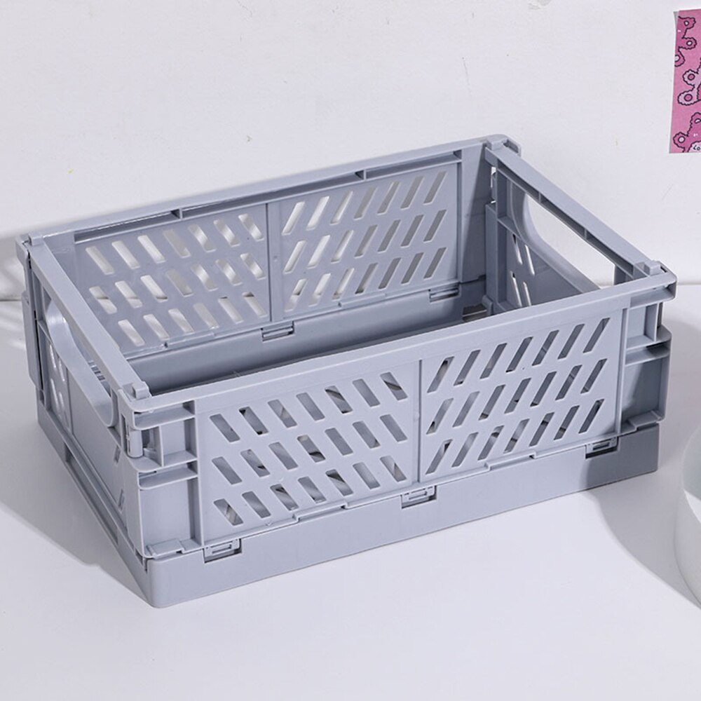 1 Pcs Simple Colorful Foldable Makeup Organizer Storage Box Desktop Stationery Organizer Paper Sundries Storage Box: Grey