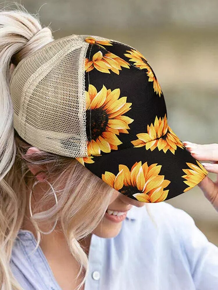 Berretto da Baseball con scollo incrociato incrociato in maglia di girasole cappellino da Baseball in maglia Casual cappelli Snapback regolabili