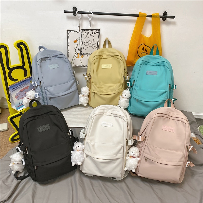 Wasserdichter nylon-rucksack für damen mit mehreren fächern, ideal als schülerrucksack, reisetasche, büchertasche oder schulrucksack für teenager, mädchen und jungen.