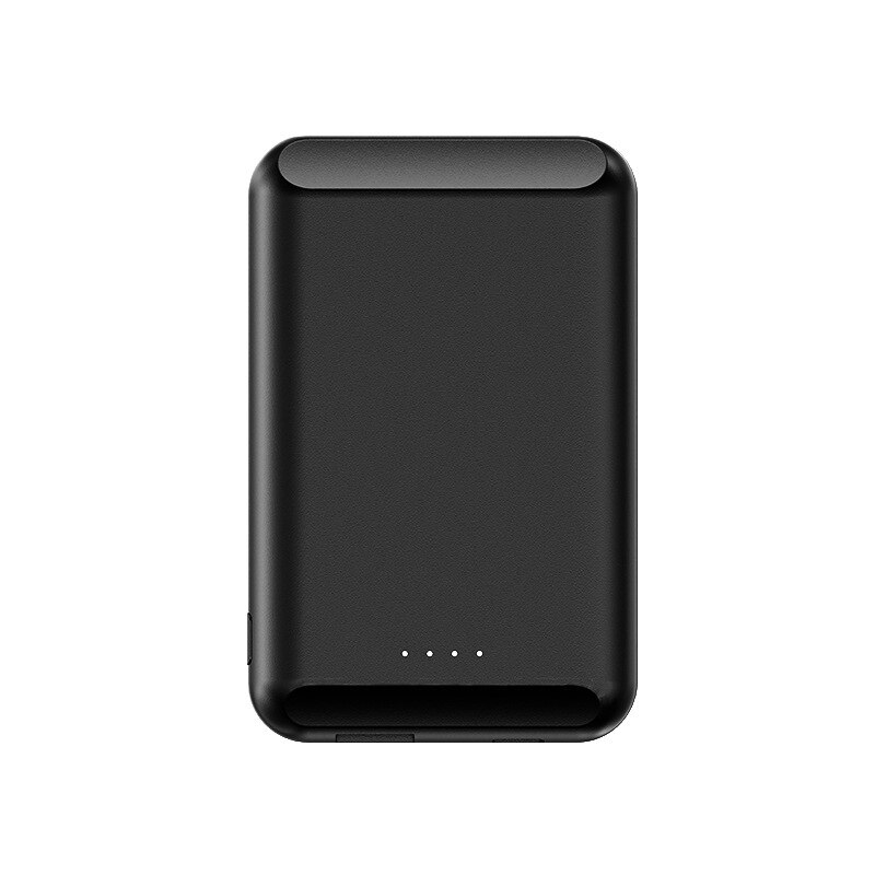 Powerbank magnético sem fio para iphone, 5000mah, carregamento de bateria externa para iphone 12 pro max 12 mini 11 pro: Black