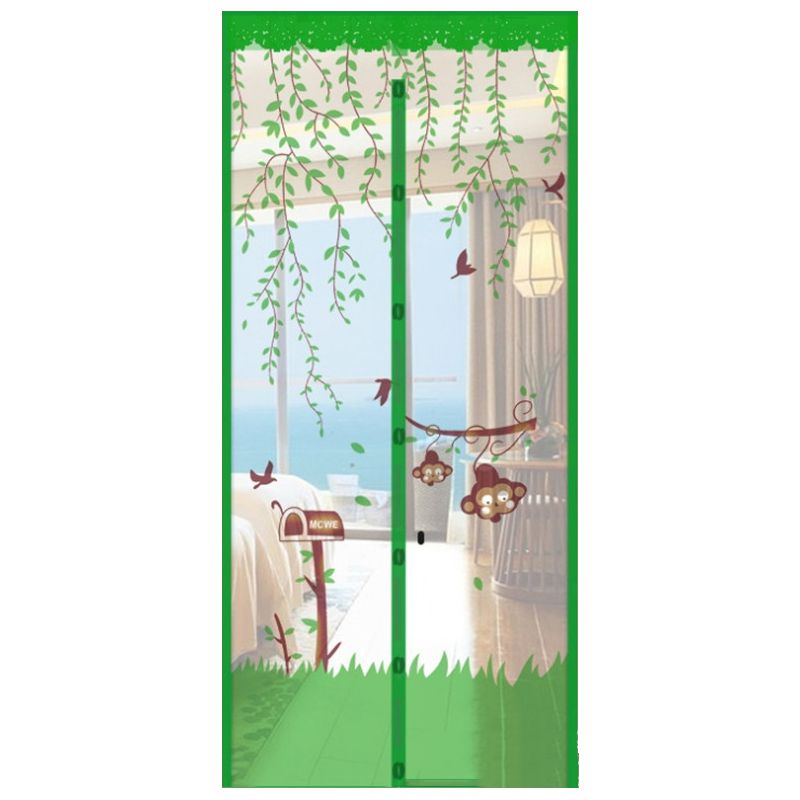 Mesh dør gardin magnetiske gardiner håndfri anti myg insekt flue bug gardin net automatisk lukning blomsterskærm køkken: Grøn / 100 x 210cm