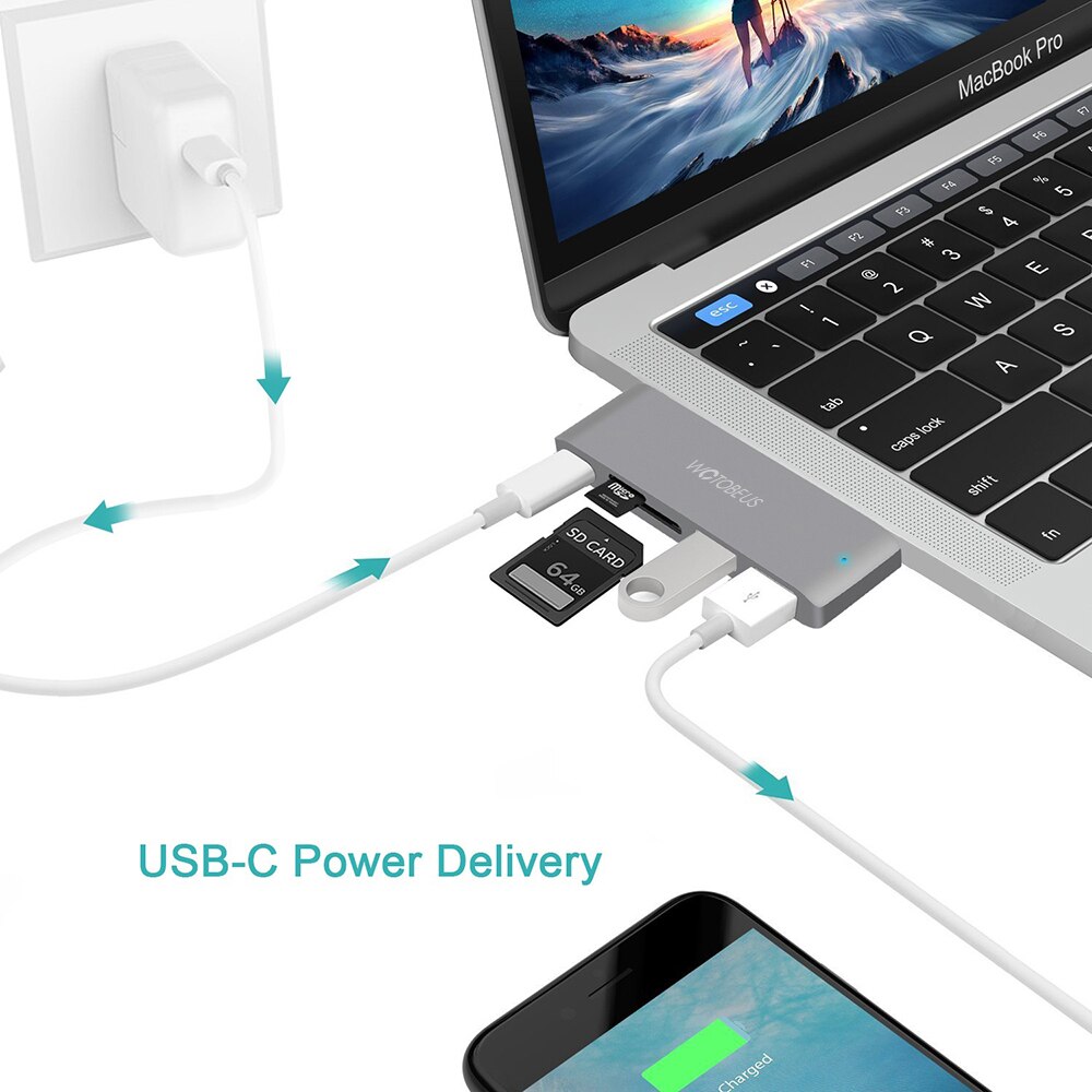 WOTOBE USB HUB Docking Station HUB HDMI Adapter 5 in 1 USB C to USB 3.0 Dock for MacBook Pro Accessories USB-C Type C Hub