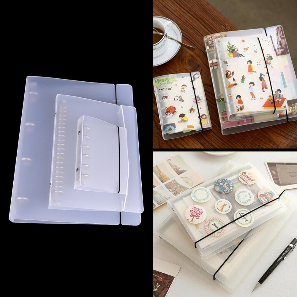 Løs blad ringbinder dagbog planner dæksel  a4 plastik klip fil mappe gennemsigtig farve plast notesbog journal