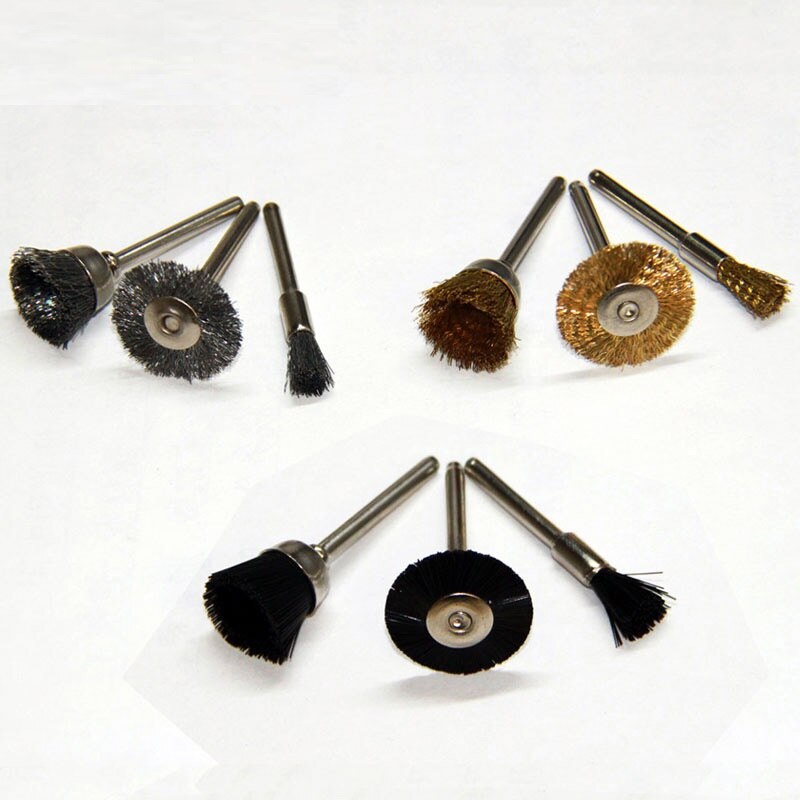 Accessoires pour le travail des métaux, roues à brosses à fils, Mini perceuse, outil rotatif de 9 pièces