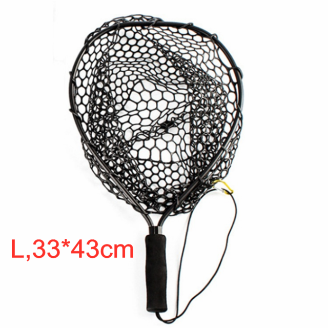 Red de pesca sencilla, accesorio de aleación de aluminio, retráctil, de goma, para mosca, PVA: L Black
