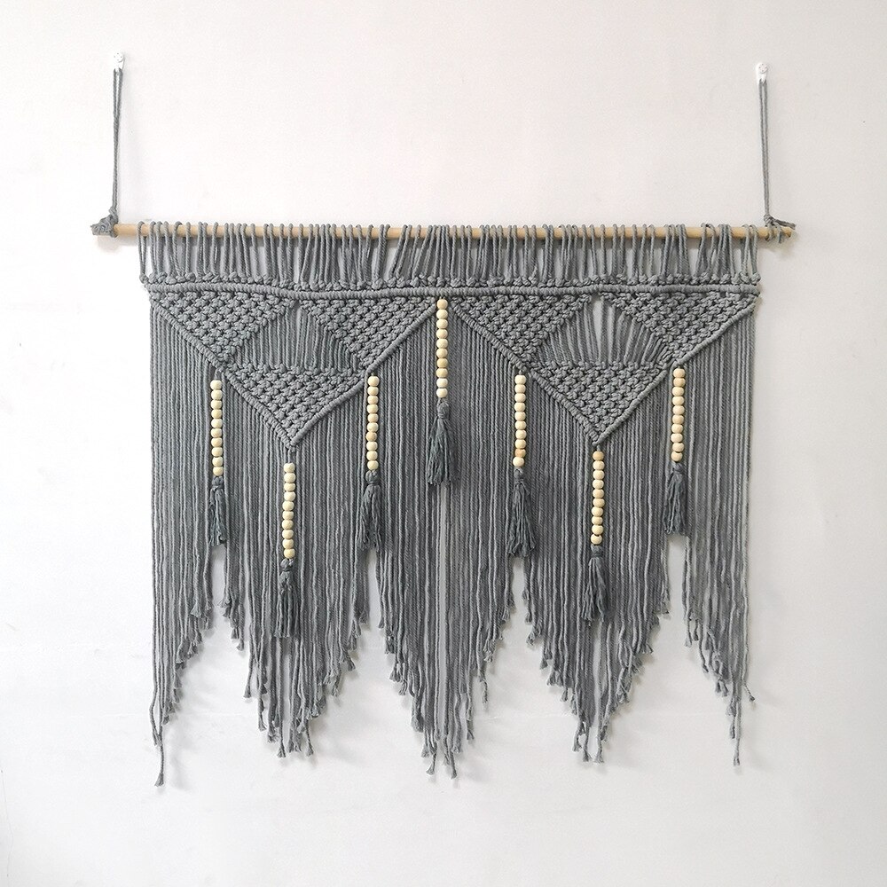 Macrame tecido parede pendurado boêmio boêmio quarto tapeçaria geométrica arte bonita apartamento dormitório decoração do quarto 100*120cm zm1031: gray