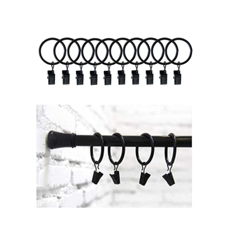 40 Mm Diameter Pack Van 30 Multifunctionele Gordijn Clips Gordijn Staaf Gordijn Ringen Gordijn Ringen Met Clips-zwart