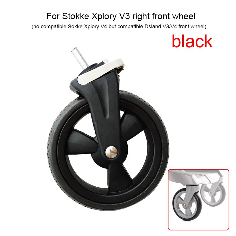 Barnevogn hjul kompatible med dsland serien stokke hjul xplory  v3 v4 v5 v6 baby trille hjul babyvogn barnevogn tilbehør: V3-1 foran -r1