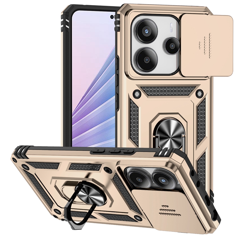 Para Xiaomi Redmi Note 14 4G funda con soporte de anillo armadura a prueba de golpes Coque para Redmy Note14 4G cubierta protectora de lente: Azul cielo