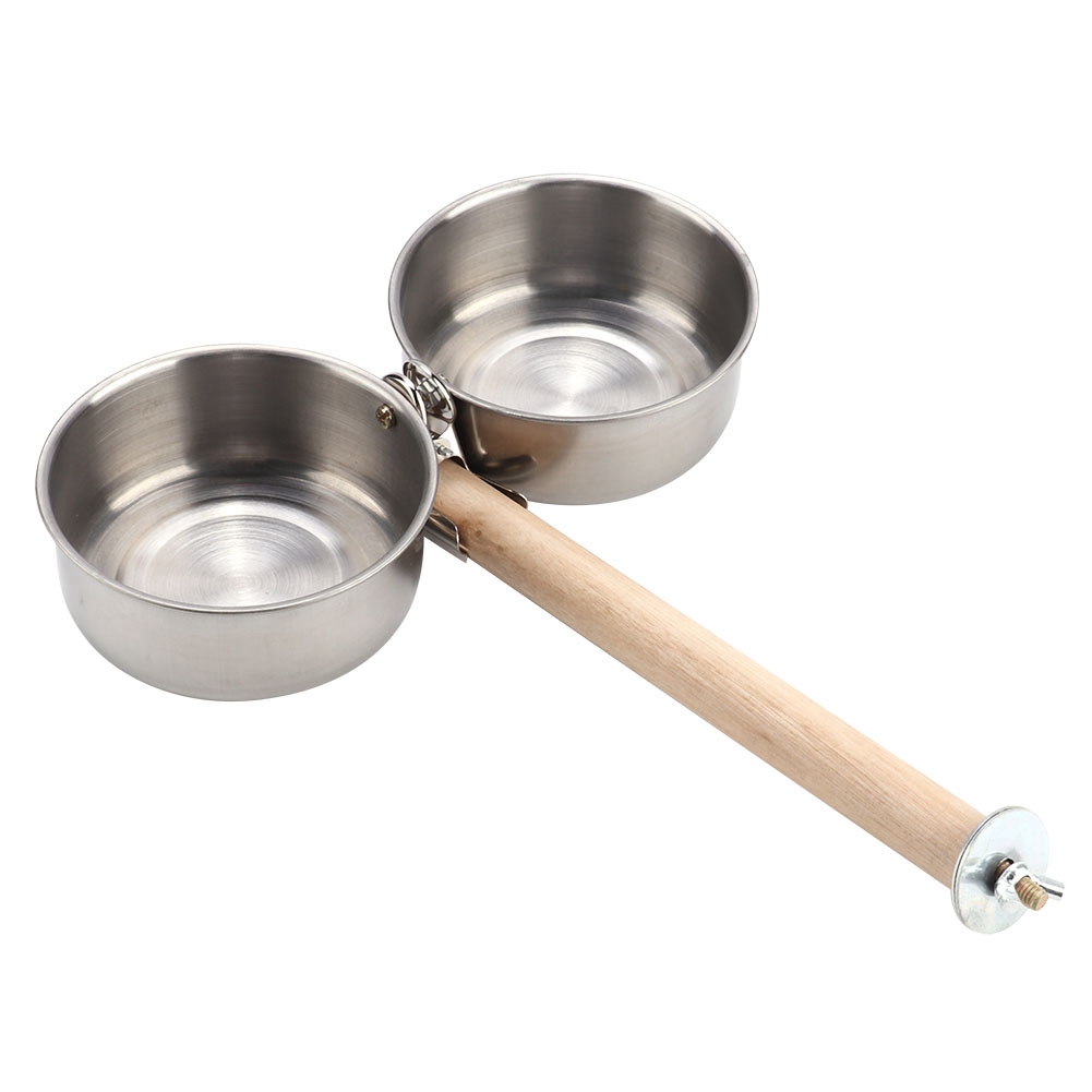 Duża miska ze stali nierdzewnej podawanie wody miska drewniana podstawka dozownik pokarmu dla papug klatka dla ptaków akcesoria urocza papuga lub inne ptaki